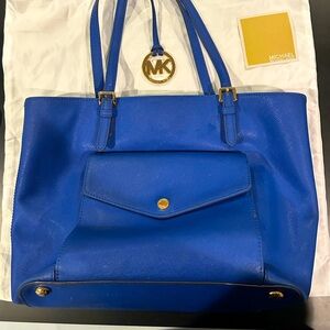 Michael Kors Jet Set Large Saffiano Leather Tote in Royal Blue